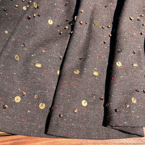 NWT Coldwater Creek Studded Twill Wool Skirt XS / 4 | Brown Embellished Cottage - Picture 10 of 12